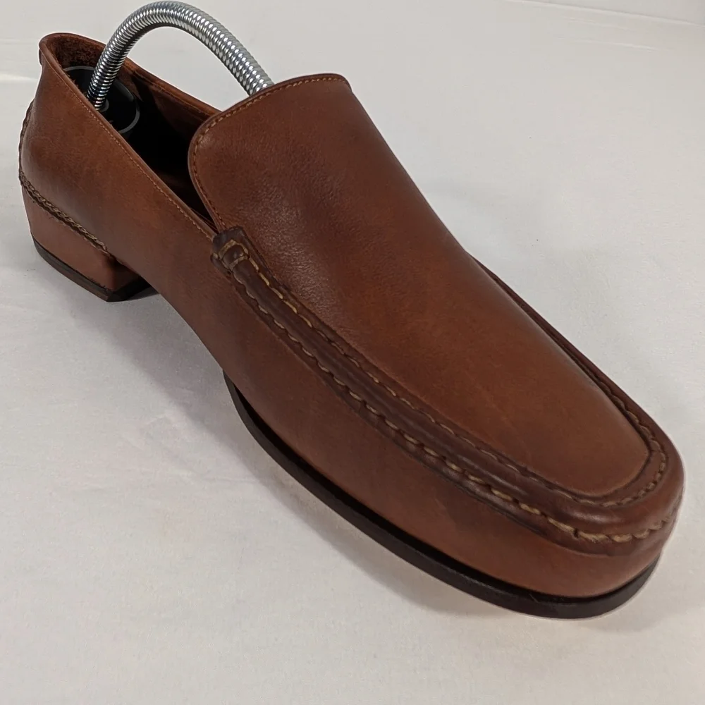 New Cole Haan Country Men's Rich Brown Leather Slip-On Summer Loafers Size 9B